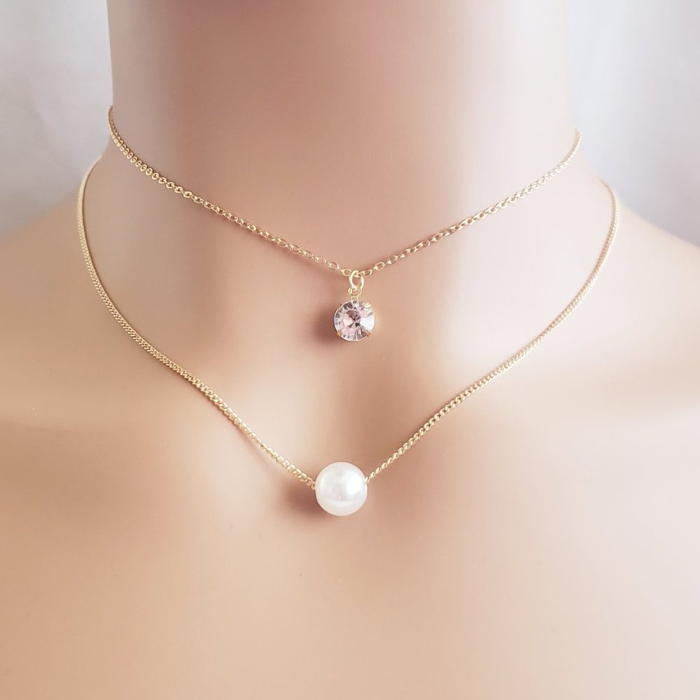 Layered Gold Pearl Necklace